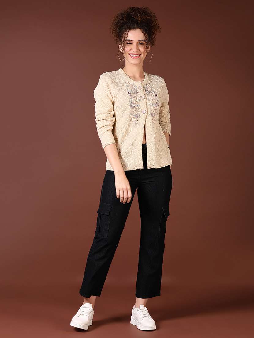 women self design long sleeve cardigan - 21667581 -  Standard Image - 4