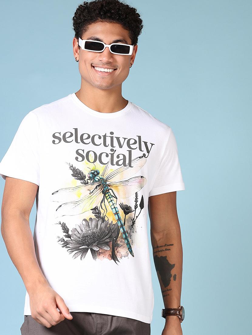 men round neck front print t-shirt - 21667590 - Standard Image - 1