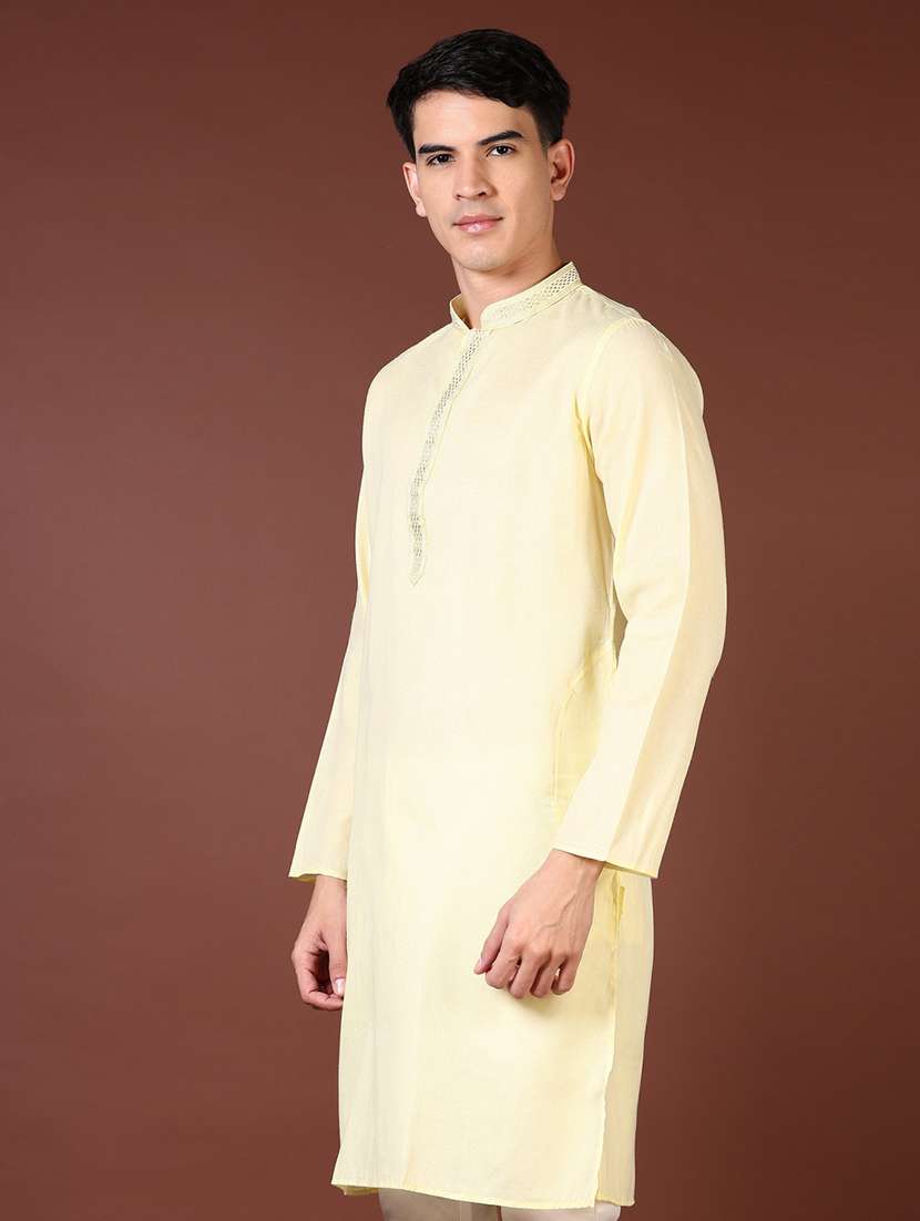 men embroidered long sleeve kurta - 21667604 -  Standard Image - 1