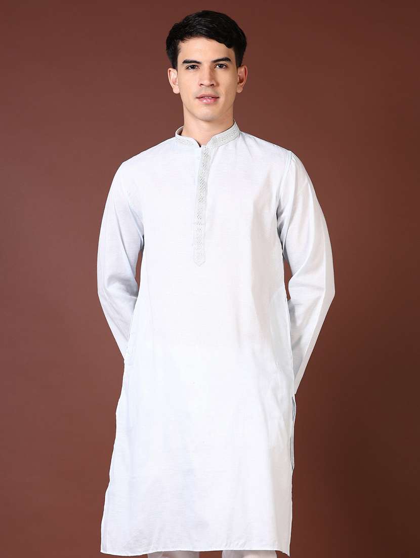men embroidered long sleeve kurta