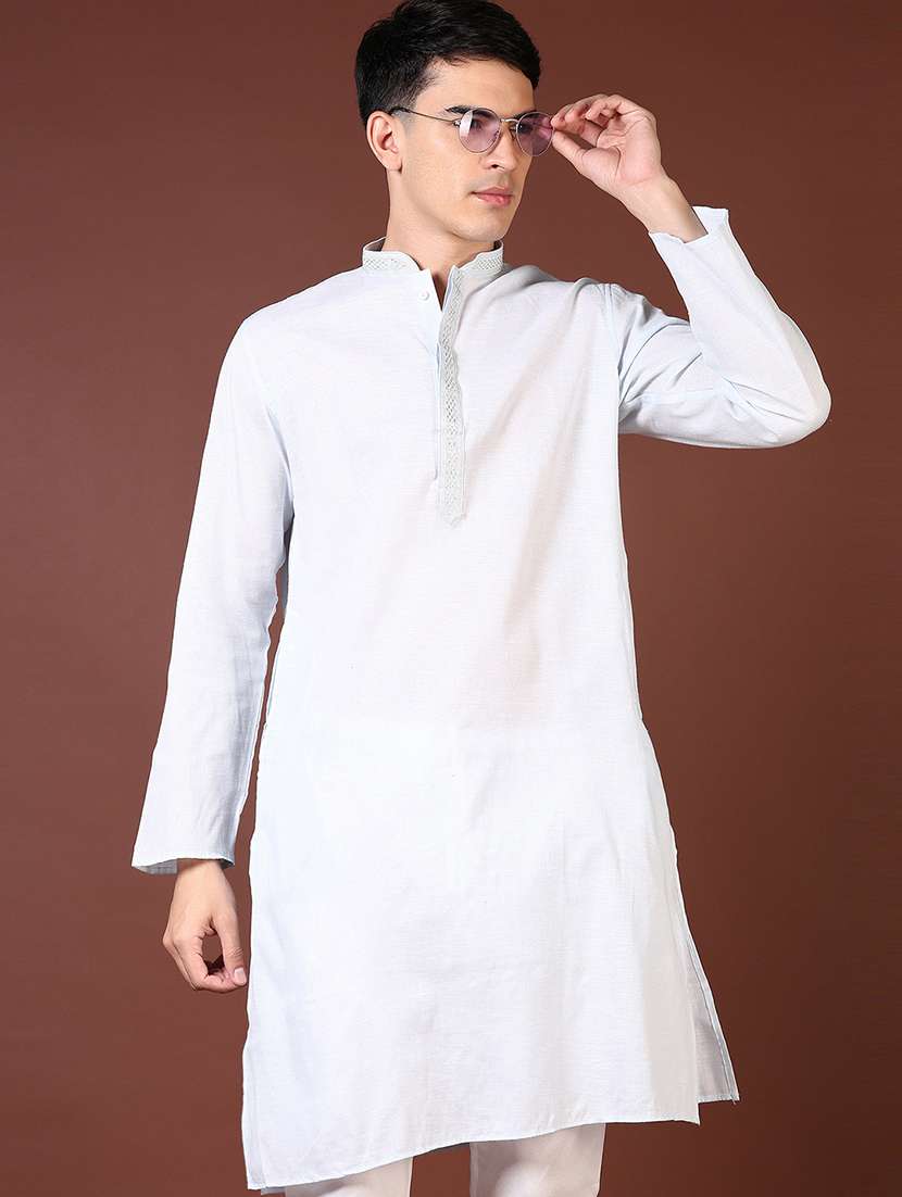 men embroidered long sleeve kurta - 21667606 -  Standard Image - 1
