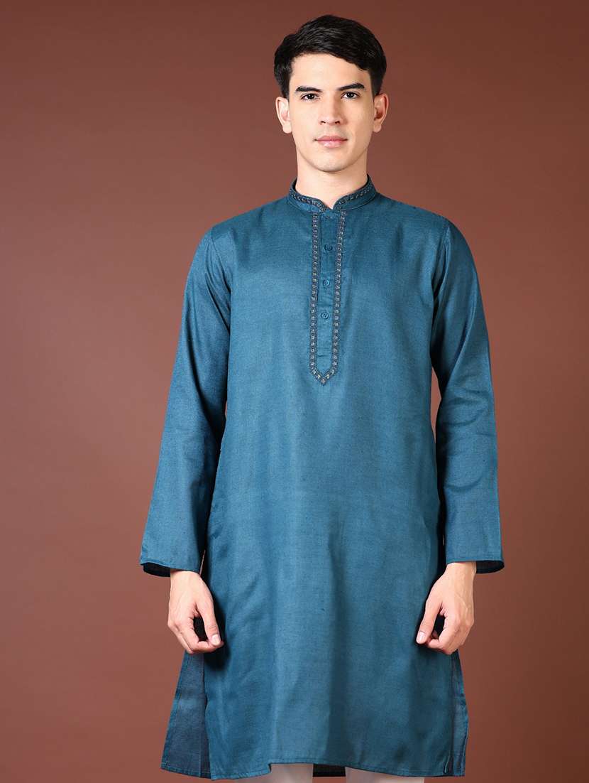 men embroidered long sleeve kurta