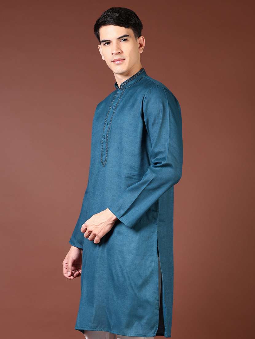 men embroidered long sleeve kurta - 21667610 -  Standard Image - 1