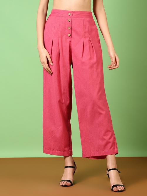 women pink solid flared palazzo - 21667668 -  Standard Image - 0
