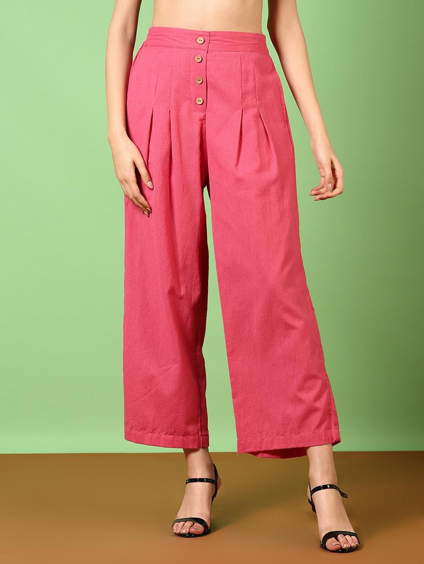 women pink solid flared palazzo - 21667668 -  Zoom Image - 0