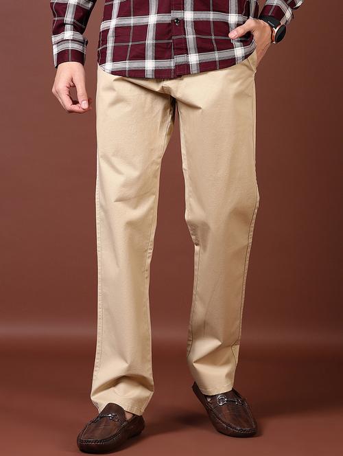 men solid flat front casual trouser - 21667681 -  Standard Image - 0