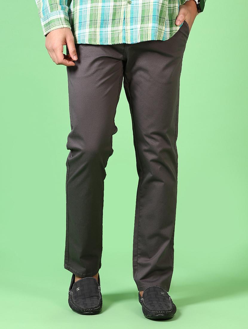 men solid flat front casual trouser - 21667683 - Standard Image - 1