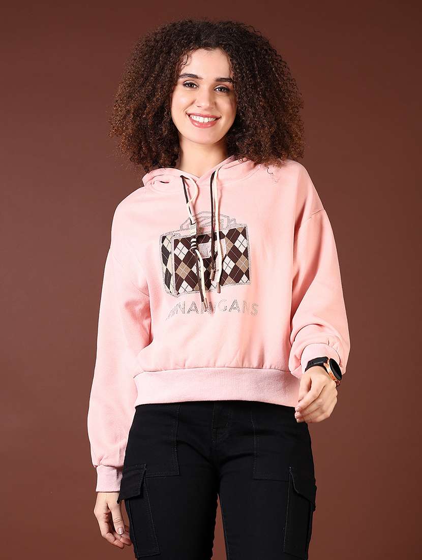 women front print long sleeve sweatshirt