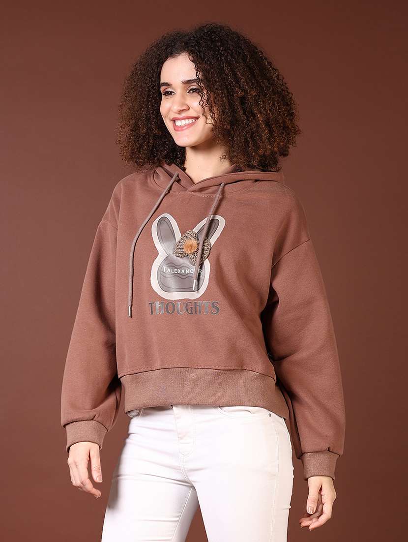 women front print long sleeve sweatshirt