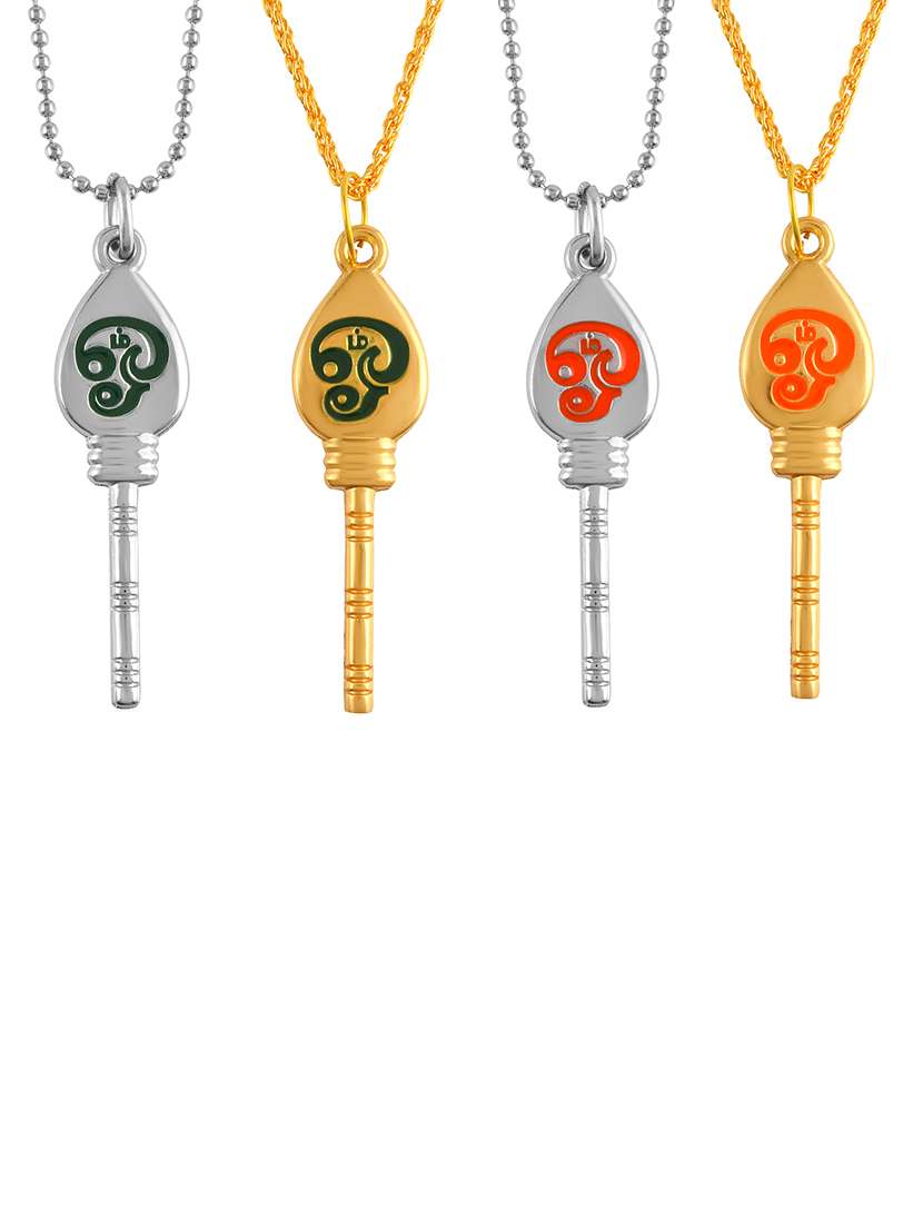 men combo of 4 brass murugan vel pendant with chains - 21667802 -  Standard Image - 1