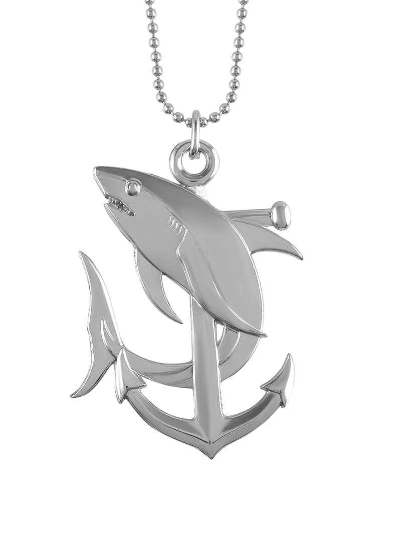 men anchor dolphin pendant with chain - 21667810 -  Standard Image - 1
