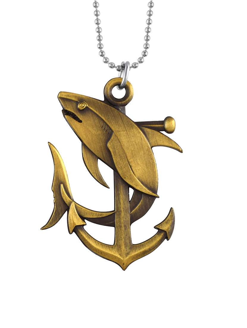 men anchor dolphin pendant with chain - 21667813 -  Standard Image - 1