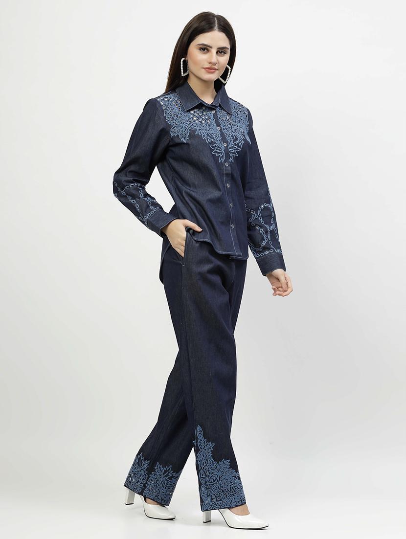women embroidered shirt and trouser co-ord set - 21667814 -  Standard Image - 1