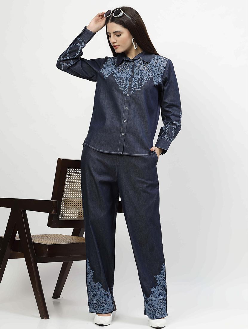 women embroidered shirt and trouser co-ord set - 21667814 - Standard Image - 4