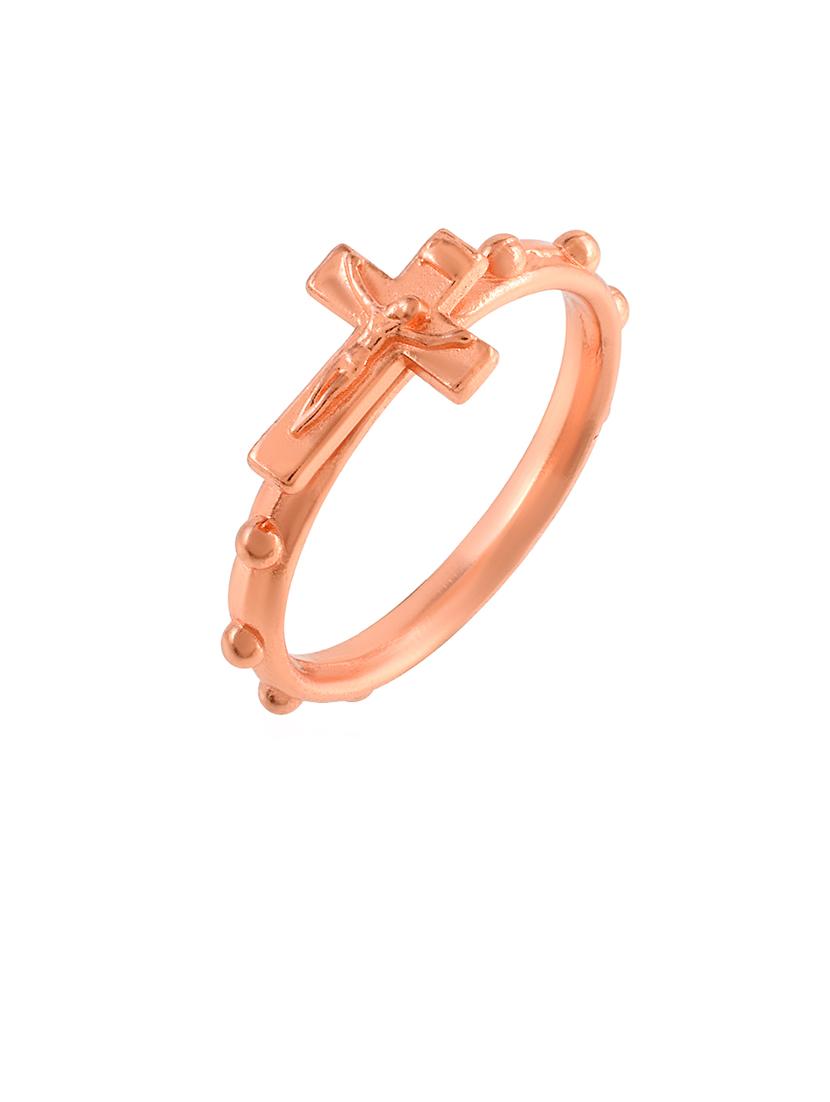 men brass rose gold crucifix cross chrisitian finger ring - 21667815 - Standard Image - 1