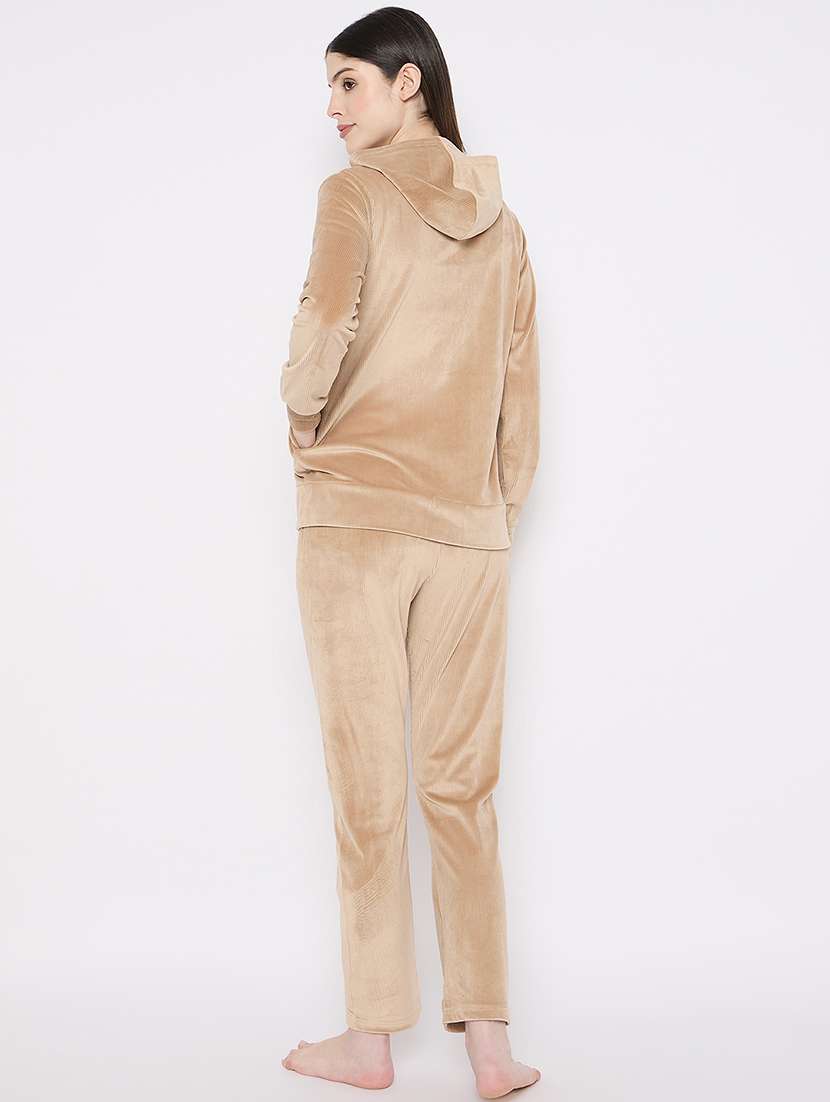 women solid nightwear sweatshirt & pyjama set - 21667826 -  Standard Image - 4