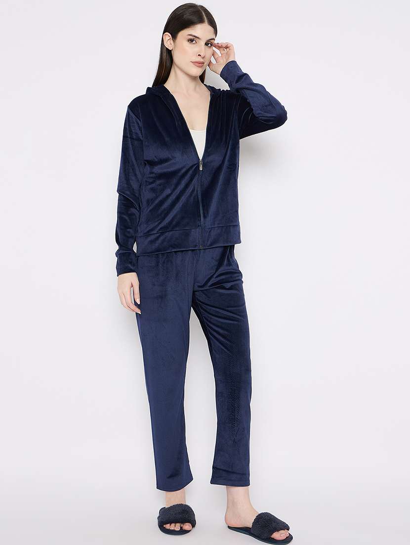 women solid nightwear sweatshirt & pyjama set - 21667828 -  Standard Image - 1