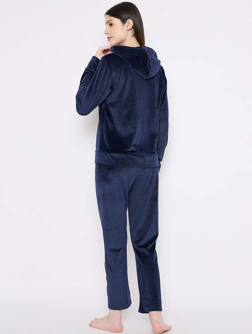 women solid nightwear sweatshirt & pyjama set - 21667828 -  Standard Image - 4