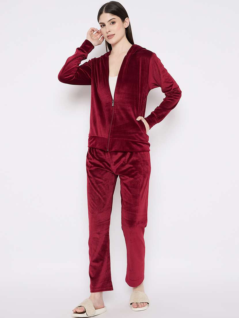 women solid nightwear sweatshirt & pyjama set - 21667830 -  Standard Image - 1