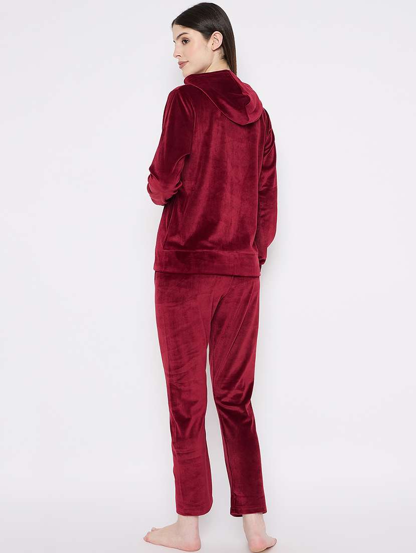 women solid nightwear sweatshirt & pyjama set - 21667830 -  Standard Image - 4