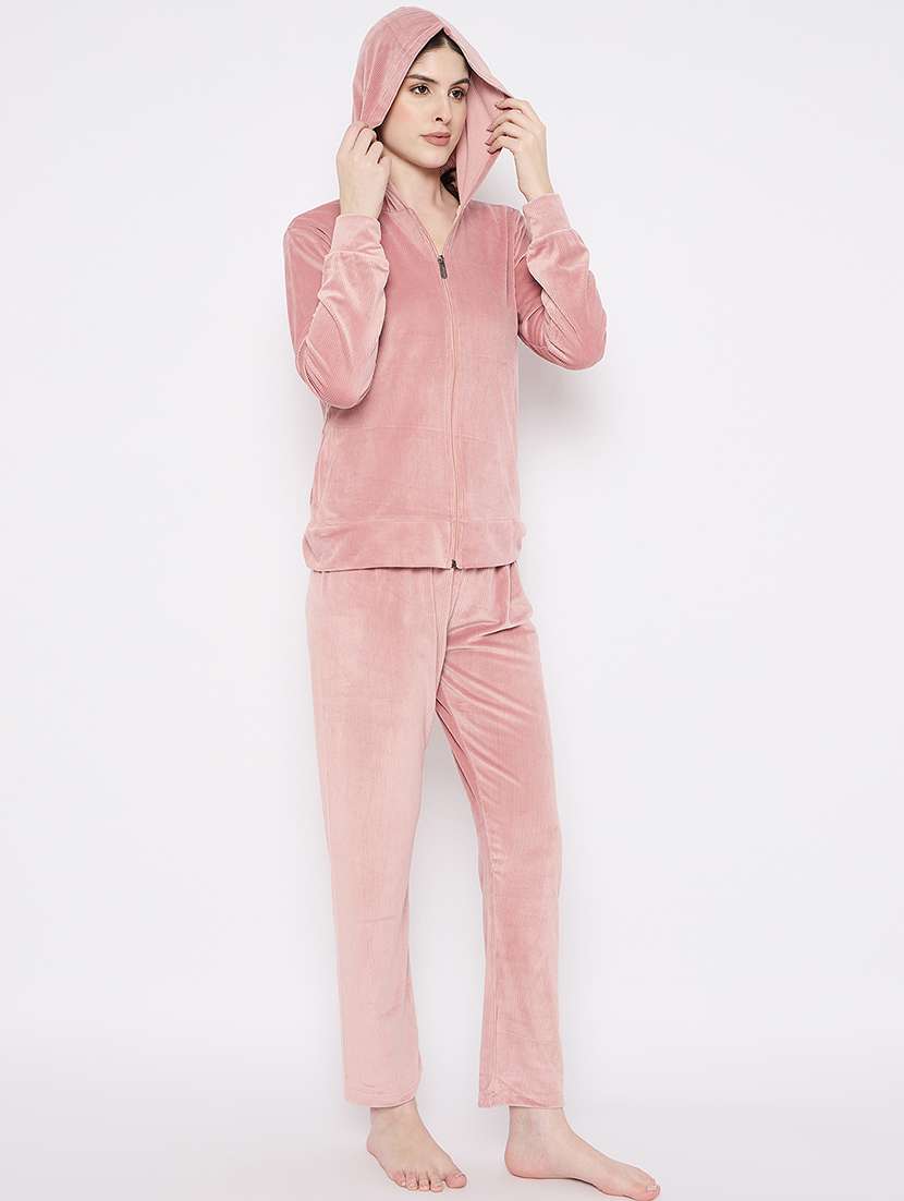 women solid nightwear sweatshirt & pyjama set - 21667831 -  Standard Image - 1
