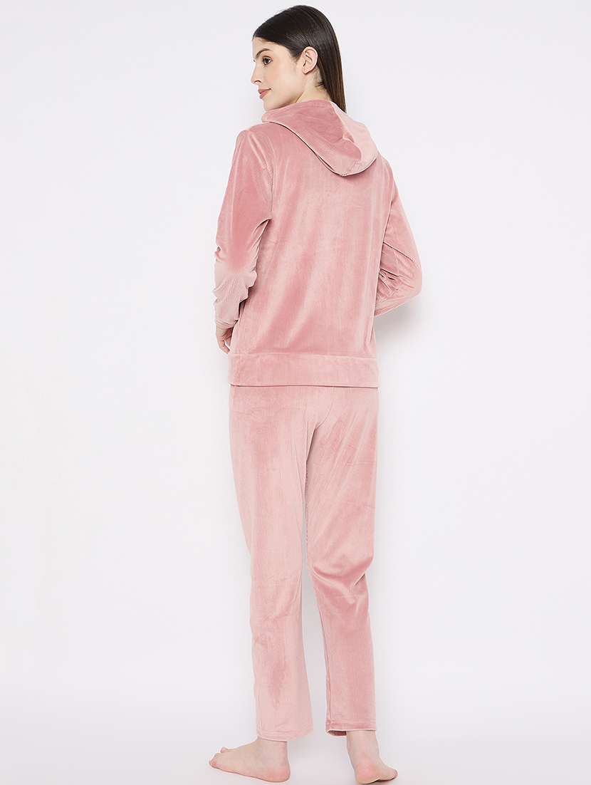 women solid nightwear sweatshirt & pyjama set - 21667831 -  Standard Image - 4