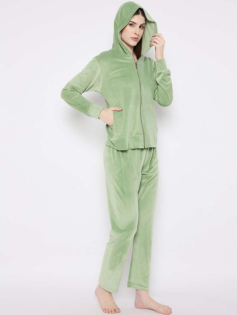 women solid nightwear sweatshirt & pyjama set - 21667832 -  Standard Image - 1