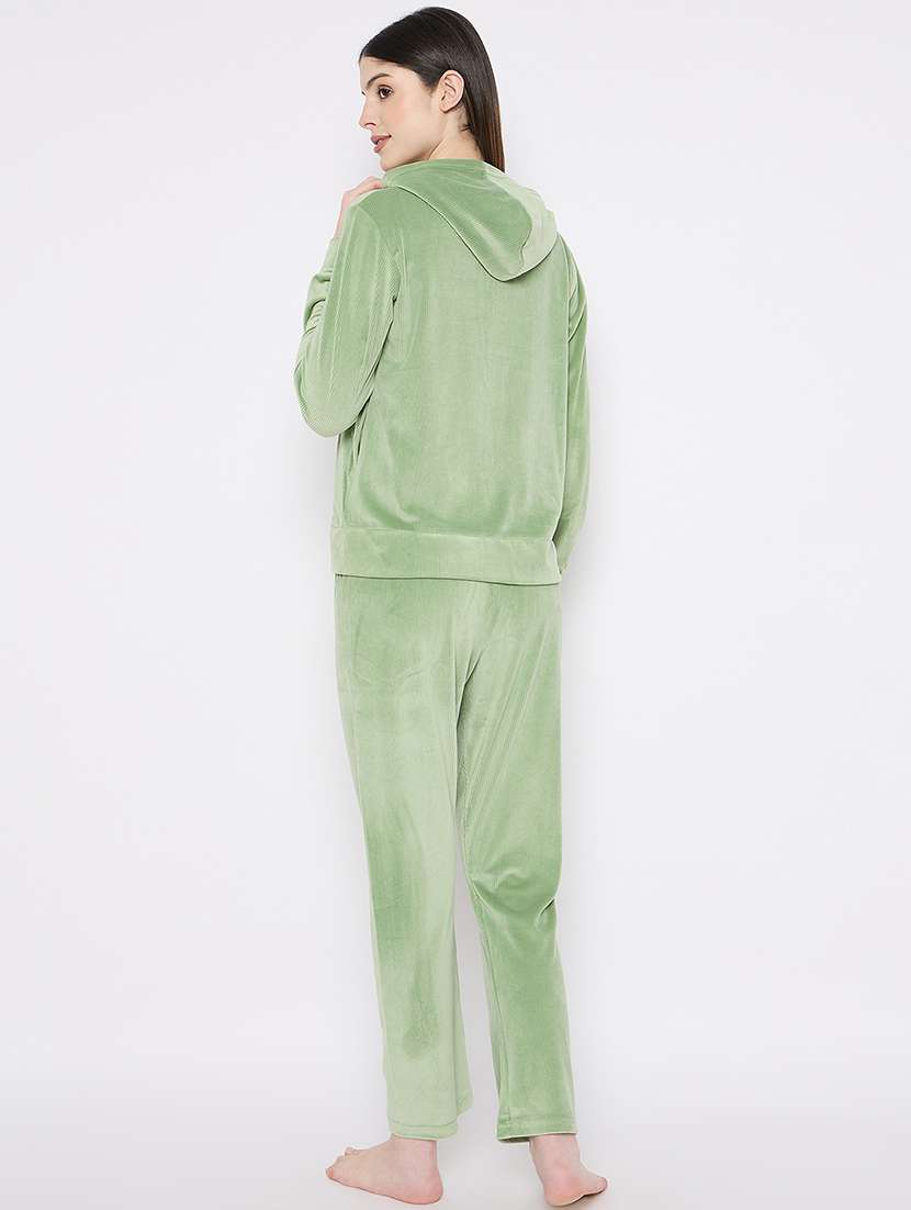 women solid nightwear sweatshirt & pyjama set - 21667832 -  Standard Image - 4