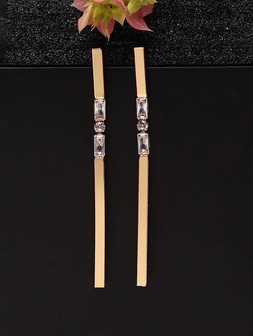 women gold metal drop earrings