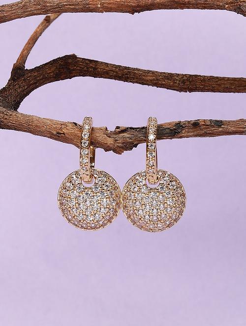 women white stone gold plated drop earring - 21667909 -  Standard Image - 0