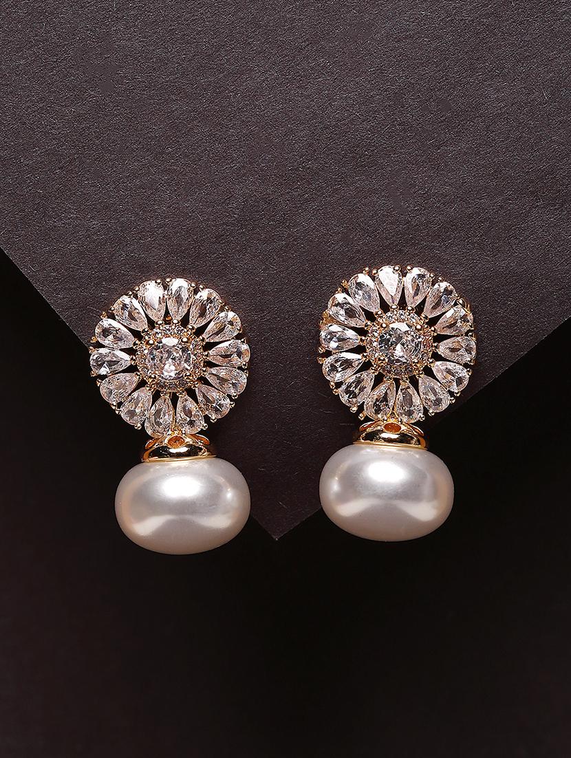 women white stone gold plated drop earrings - 21667911 -  Zoom Image - 0