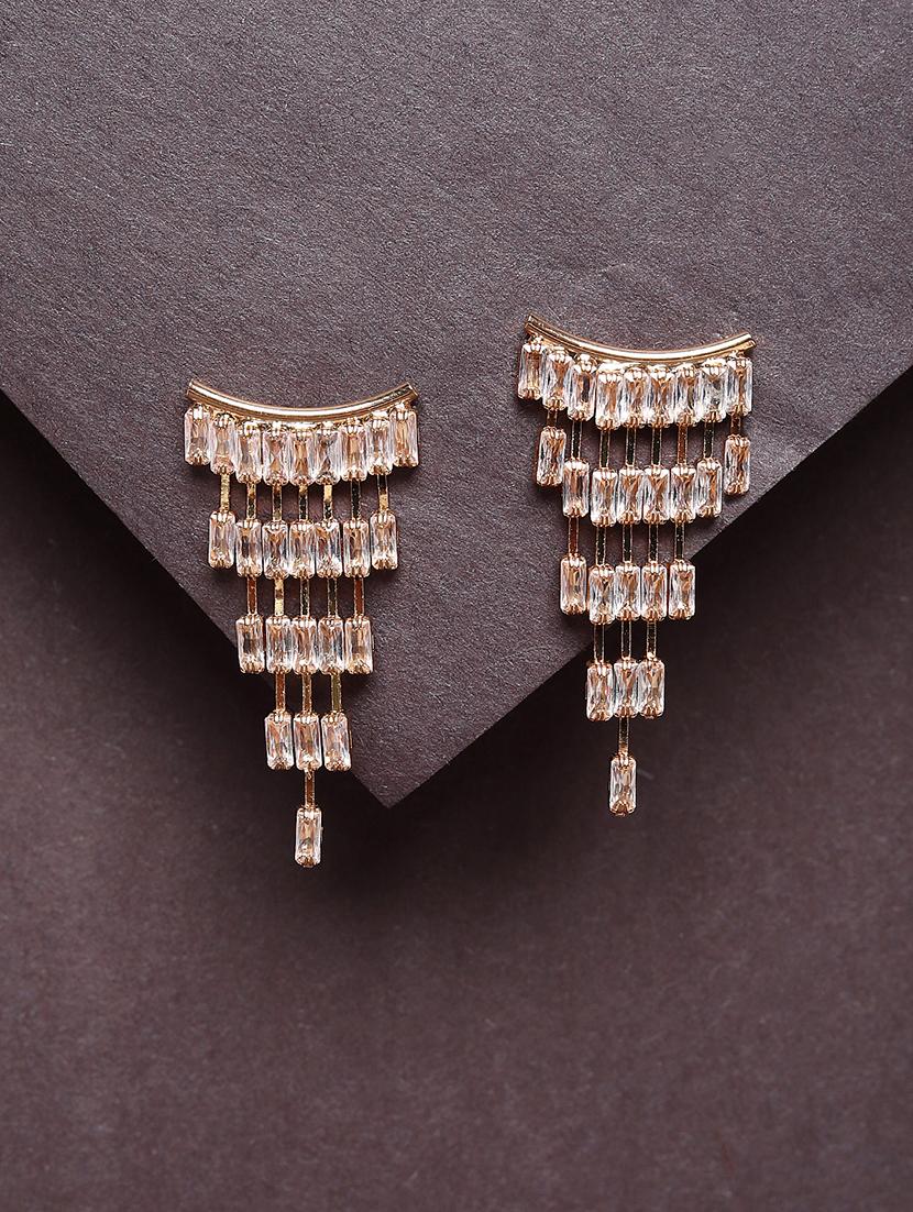 women white stone gold plated chandelier earrings - 21667914 -  Zoom Image - 0