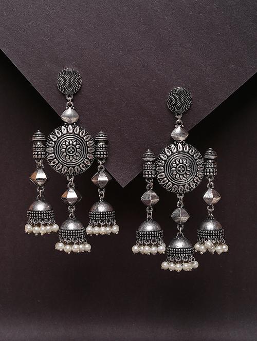 women silver plated oxidized chandelier earrings - 21667936 -  Standard Image - 0