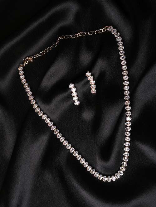 women stone gold plated necklace with earrings - 21667958 -  Standard Image - 0