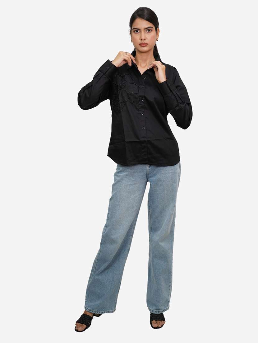 women black embellished long sleeve shirt - 21667975 - Standard Image - 4