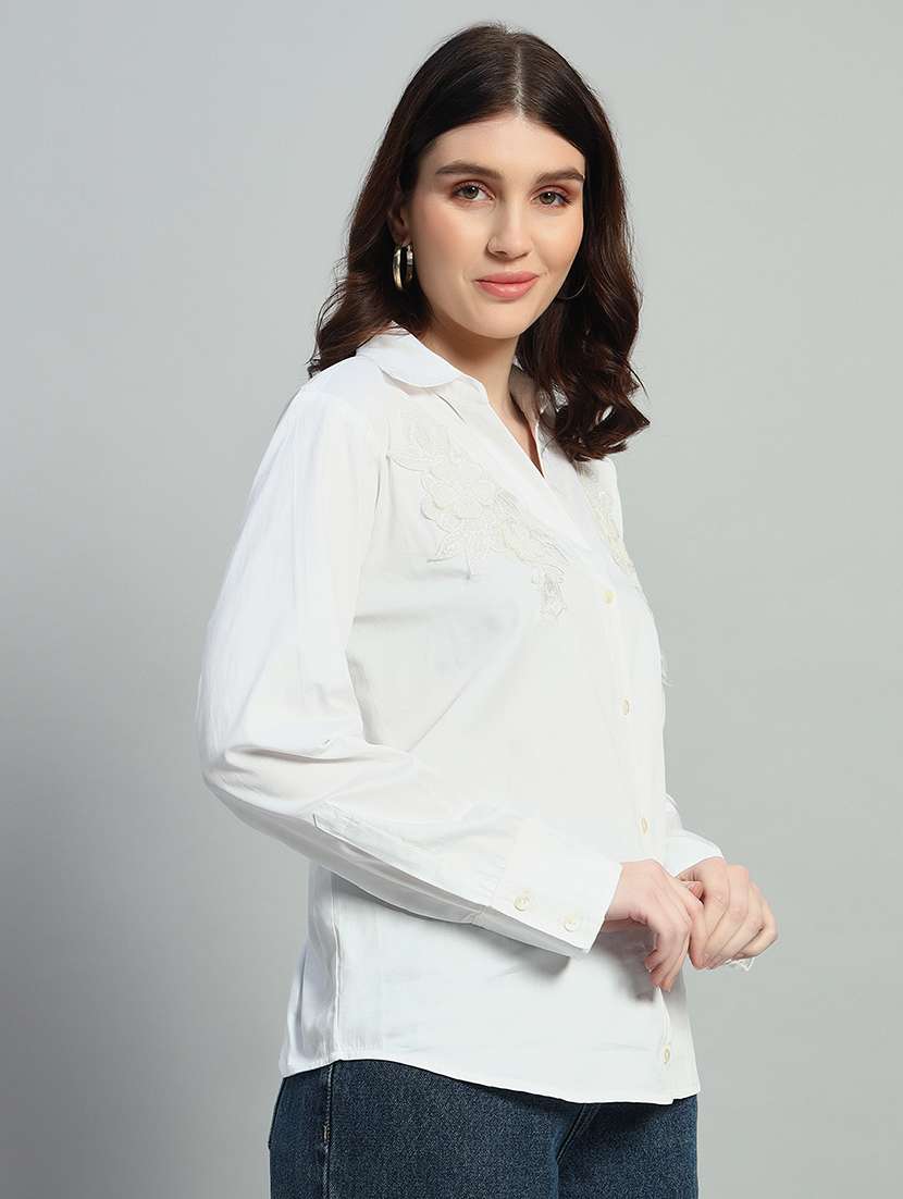 women solid long sleeve regular shirt - 21667976 - Standard Image - 1
