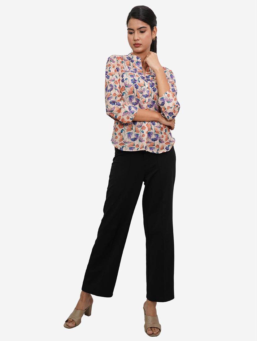 women beige floral long sleeve shirt - 21667981 - Standard Image - 4