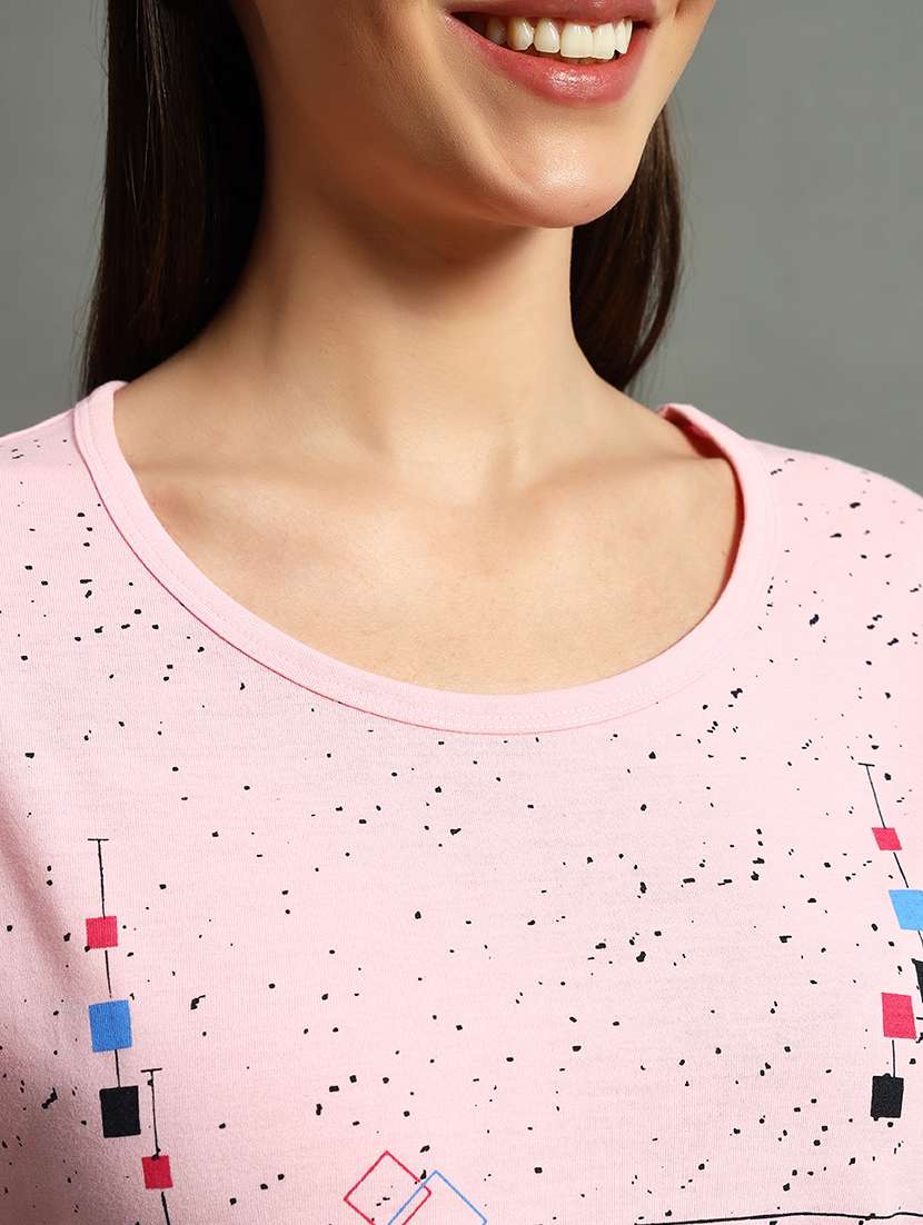 Women Round Neck Printed Sleepwear Regular Tee - 21668159 -  Standard Image - 4