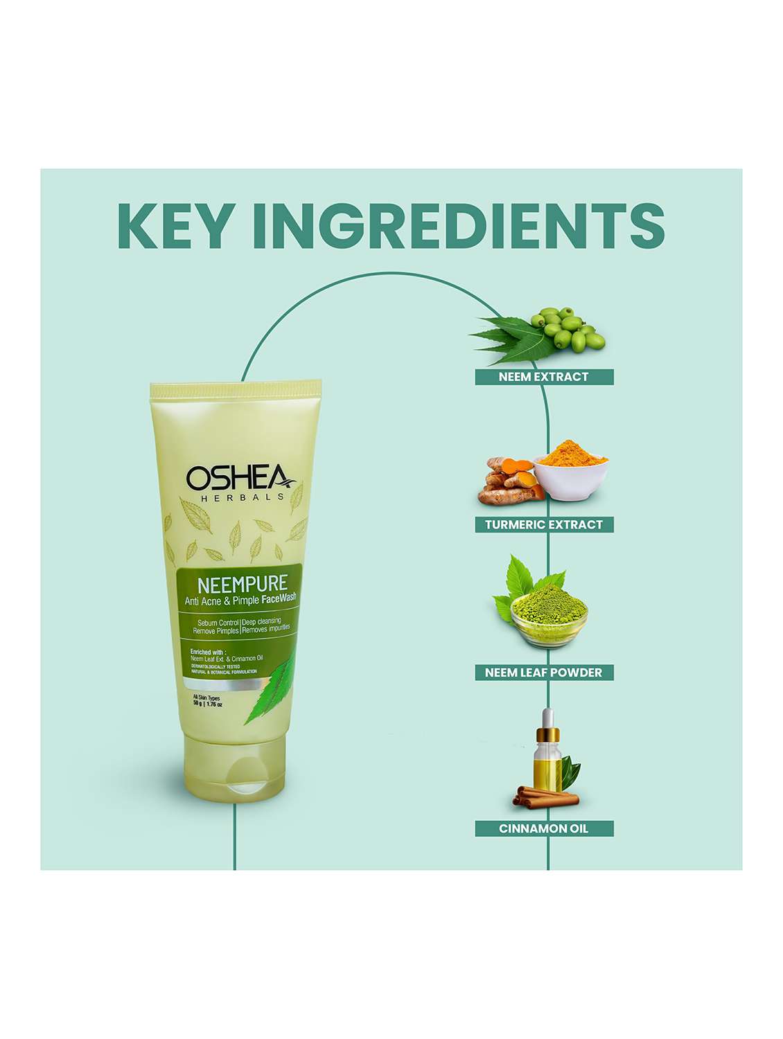 oshea herbals neem extract face wash - pack of 3 - 21668216 - Standard Image - 4