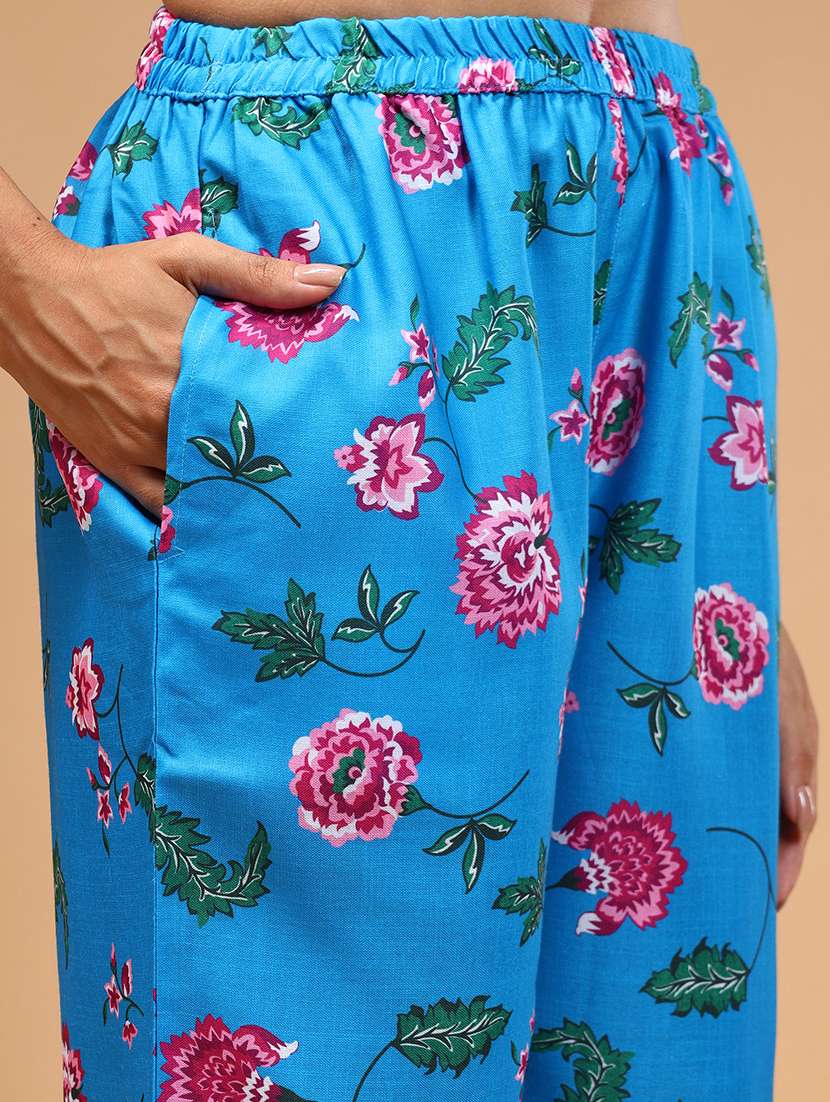 women blue floral printed co-ord sets - 21668318 - Standard Image - 4