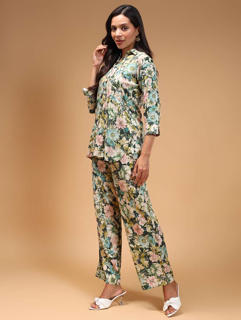women green floral printed co-ord sets - 21668324 -  Standard Image - 1