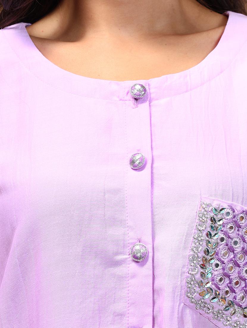 women lavender embroidered co-ord sets - 21668326 - Standard Image - 4