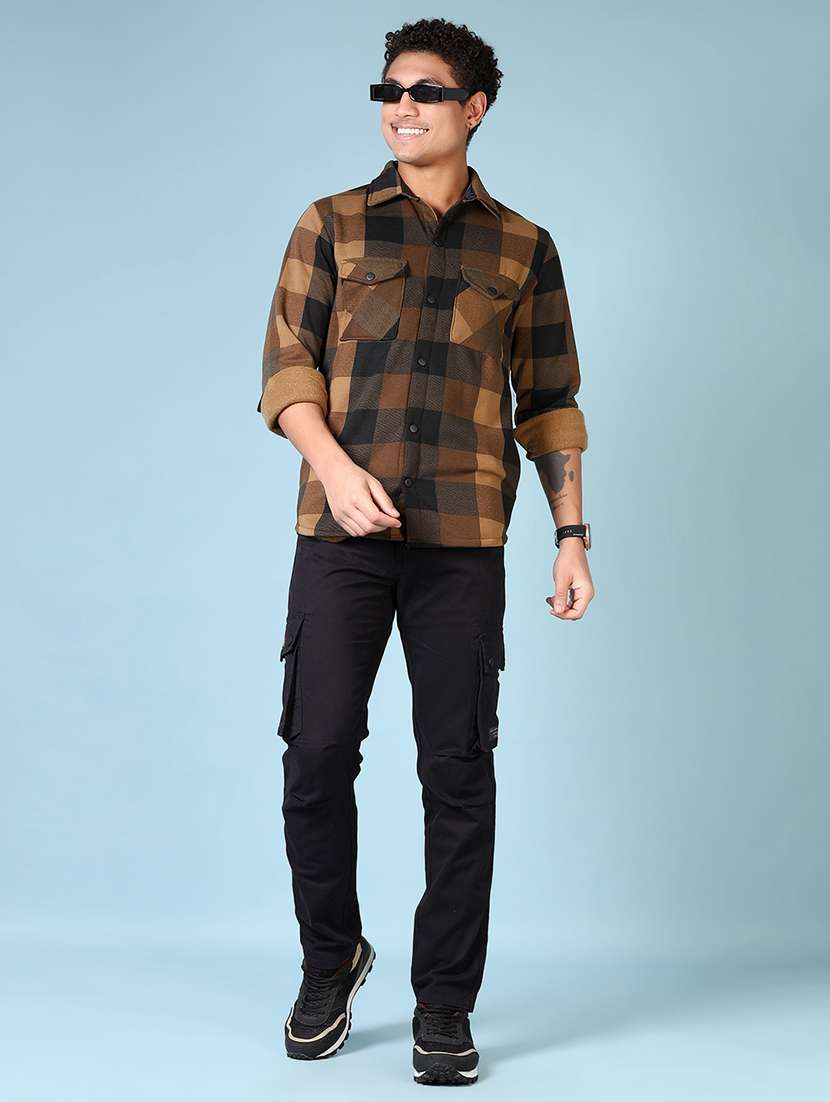 men long sleeves checkered shacket - 21668383 -  Standard Image - 4