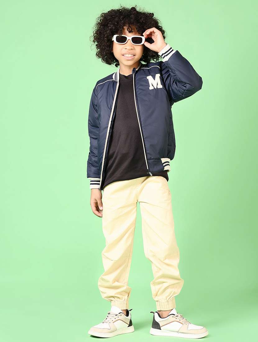 boys navy blue solid long sleeve bomber jacket - 21668404 -  Standard Image - 4