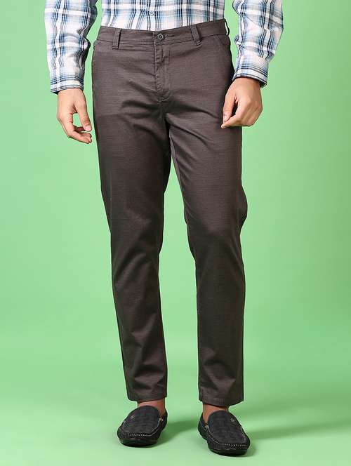 men solid mid rise flat front casual trouser - 21668407 -  Standard Image - 0