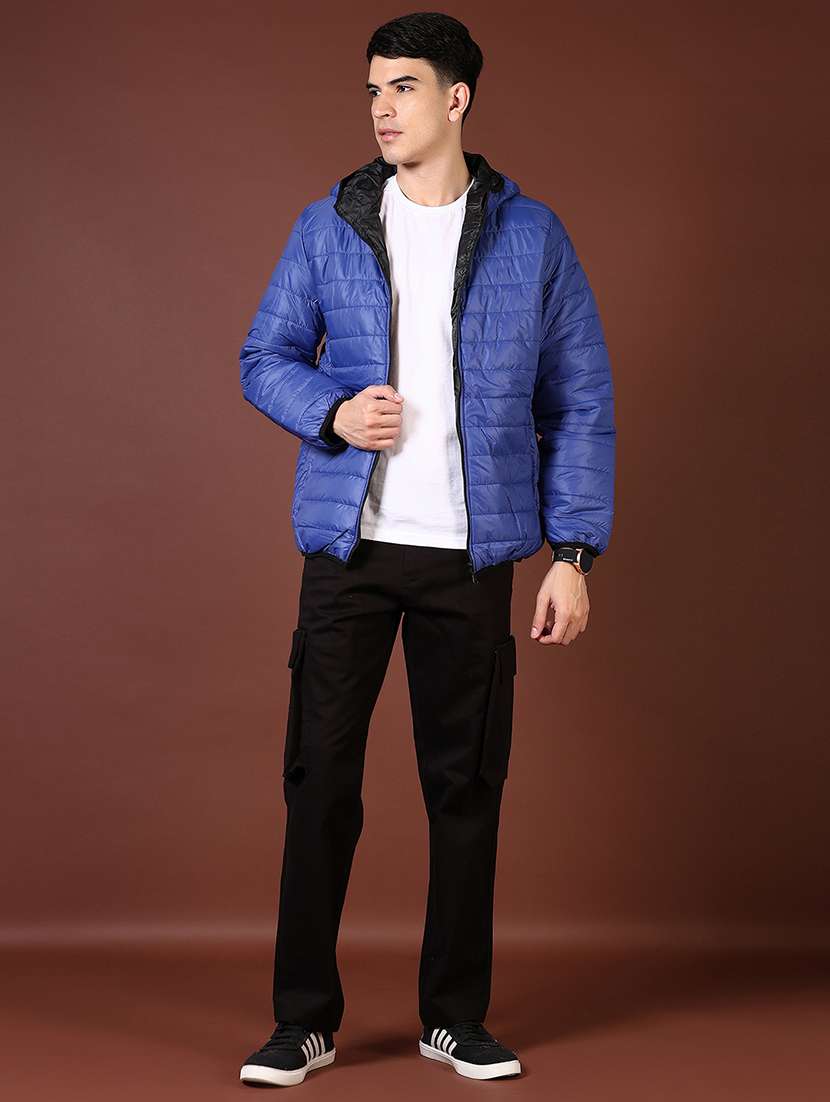 men's blue quilted hooded puffer jacket - 21668443 -  Standard Image - 4