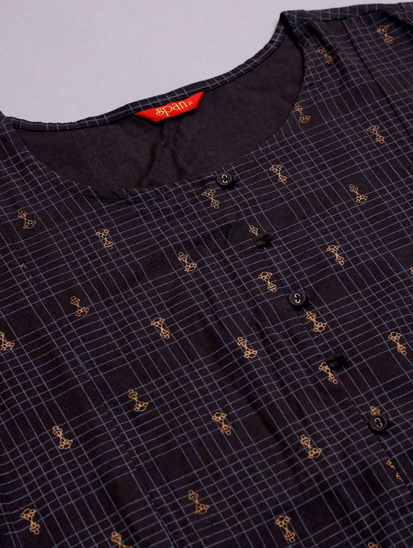 women grey printed round neck kurta pant set - 21668559 -  Standard Image - 6