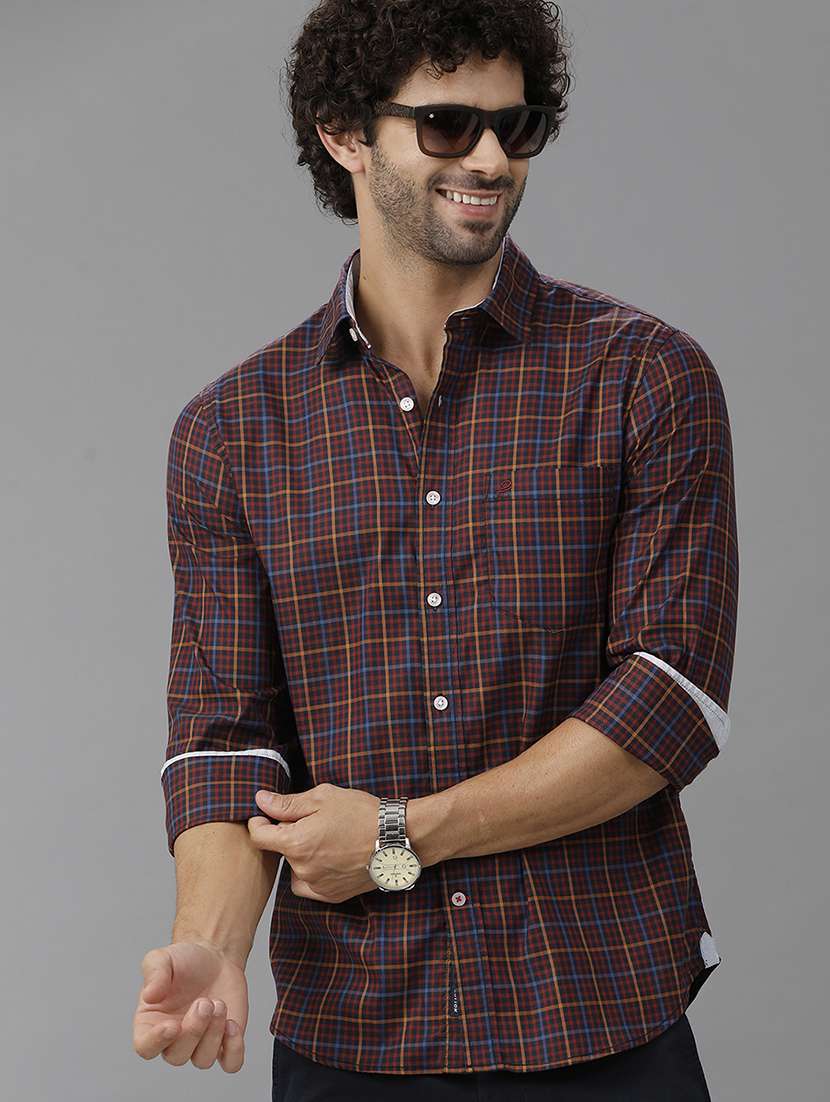 men long sleeve checkered casual shirt - 21668600 -  Standard Image - 1