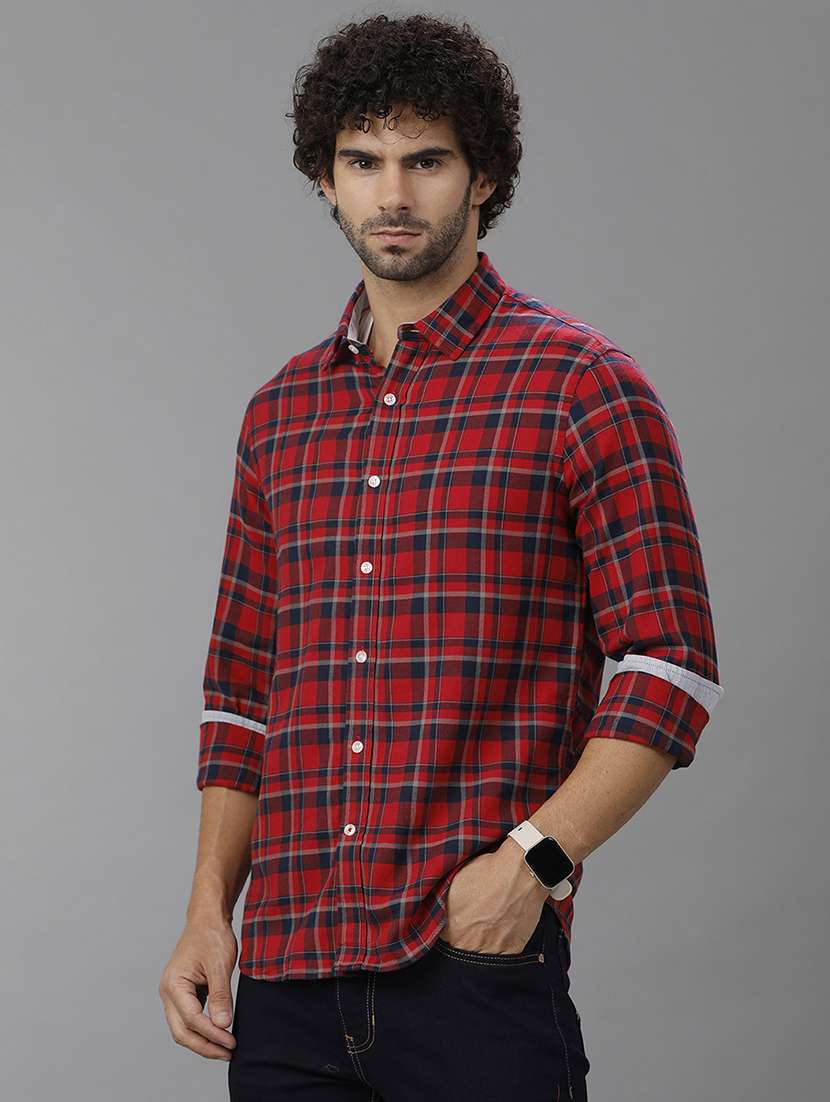 men checkered long sleeve casual shirt - 21668610 -  Standard Image - 1