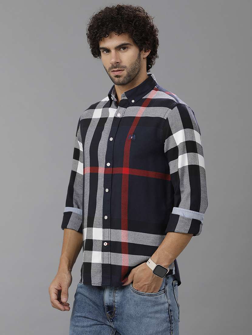 men checkered long sleeve casual shirt - 21668612 -  Standard Image - 1